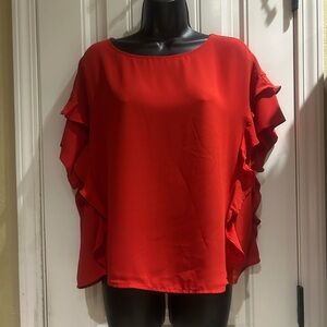 Express Red Ruffle Sleeve Top